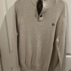Chaps Tan Crewneck Sweater with Long Sleeves and Smooth Knit Texture